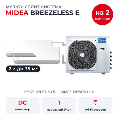 Готовые комплекты мульти сплит-систем - Midea M5OE-42HFN8-Q1/MMFE-12N8D6-Ix2