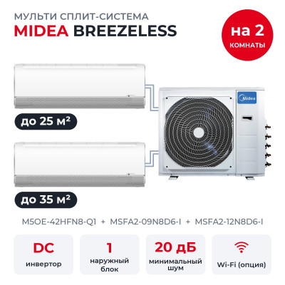 Готовые комплекты мульти сплит-систем - Midea M5OE-42HFN8-Q1/MSFA2-09N8D6-I/MSFA2-12N8D6-I