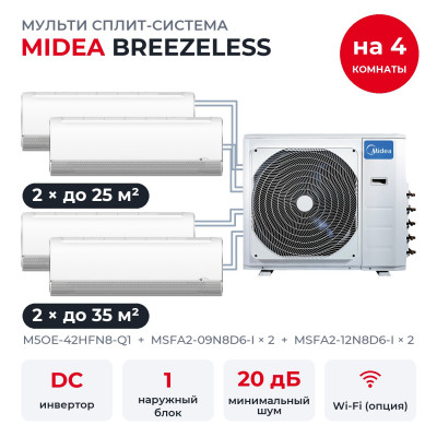 Мульти сплит-системы на 4 комнаты - Midea M5OE-42HFN8-Q1/MSFA2-09N8D6-Ix2/MSFA2-12N8D6-Ix2