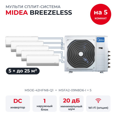Мульти сплит-системы на 5 комнат - Midea M5OE-42HFN8-Q1/MSFA2-09N8D6-Ix5