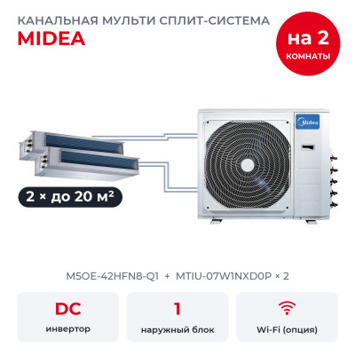 Готовые комплекты мульти сплит-систем - Midea M5OE-42HFN8-Q1/MTIU-07W1NXD0Px2