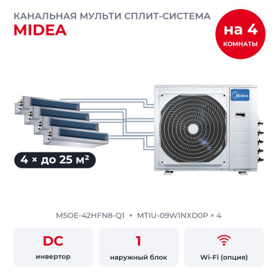 Готовые комплекты мульти сплит-систем - Midea M5OE-42HFN8-Q1/MTIU-09W1NXD0Px4