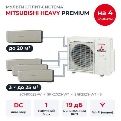 Mitsubishi Heavy SCM100ZS-W/SRK20ZS-WT/SRK25ZS-WTx3