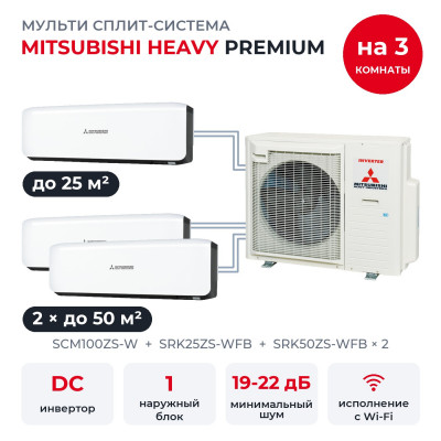 Mitsubishi Heavy SCM100ZS-W/SRK25ZS-WFB/SRK50ZS-WFBx2