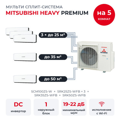 Mitsubishi Heavy SCM100ZS-W/SRK25ZS-WFBx3/SRK35ZS-WFB/SRK50ZS-WFB