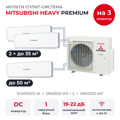 Mitsubishi Heavy SCM100ZS-W/SRK35ZS-WFx2/SRK50ZS-WF