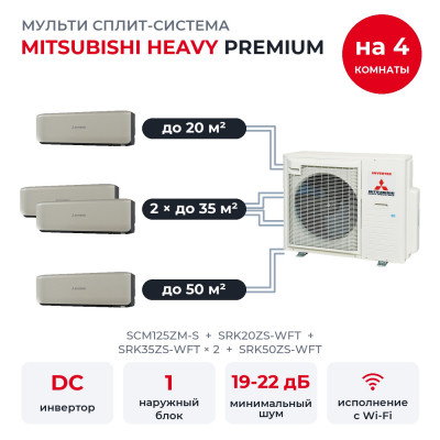 Mitsubishi Heavy SCM125ZM-S/SRK20ZS-WFT/SRK35ZS-WFTx2/SRK50ZS-WFT