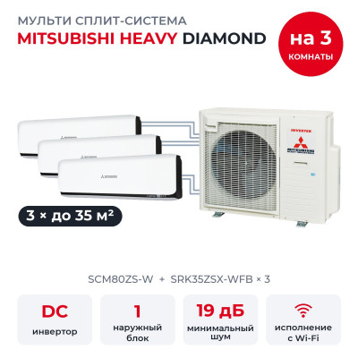 Готовые комплекты мульти сплит-систем - Mitsubishi Heavy SCM80ZS-W/SRK35ZSX-WFBx3